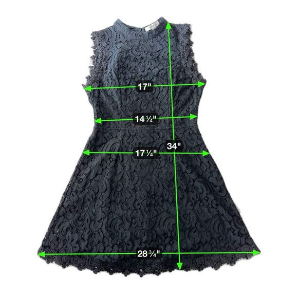 Francesca’s Black Lace Sleeveless Fit & Flare Dress Mini Dress Size Large - Picture 14 of 14